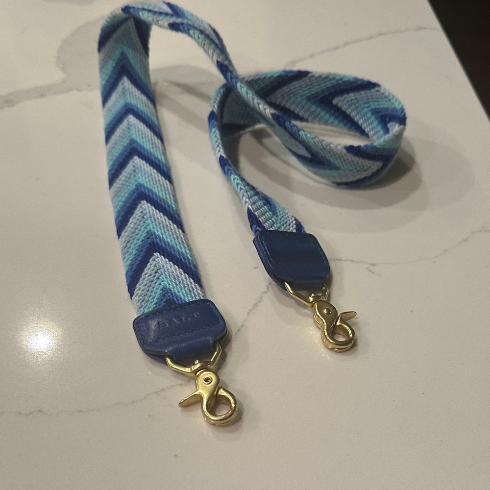 Blue Chevron Strap with Gold Clasps
